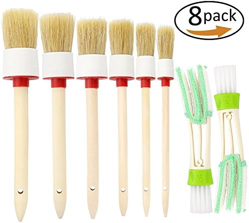 Mrsour 6pcs Auto Detailing Brush Set with 2 Car Air Conditioner Brushes for Cleaning Wheels, Interior, Exterior, Leather, Air Vents, Emblems
