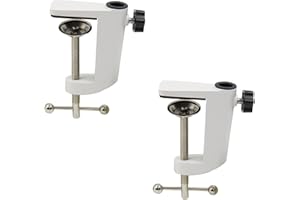 WENROU 2 Stück Ersatz Tischklemme, Scherenarm Ständer, I-Förmige Klemmhalterung, Schreibtischklemme Metall, Tisch Halterung Für Mikrofon,Aluminium-Stützklemme,Zur Befestigung Von Lampen (Weiß)