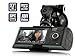Price comparison product image XtremeAuto® Dual camera car dashboard dashcam recorder. Front/rear/internal view, loop cycle recording. Safety, security, insurance, anti-fraud. Includes XtremeAuto Sticker