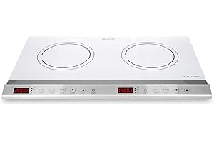 Navaris Double Plaque à Induction - Plaque Induction 2 Foyers 3500W - Plaque Vitrocéramique de Cuisson - Boutons Tactiles Minuteur et Sécurité