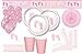 Produktbild XXL 66 Teile Baby Füßchen Rosa Babyshower Set für 16 Personen