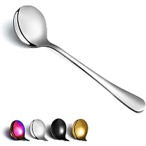 6 Cuillères à Soupe Noires Berglander - Inox Brillant Ronde | Lave-Vaisselle | Design Moderne | Service De Table