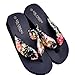 Produktbild Damen Sandalen Mumuj Flach Bohemia Blumen Sandaletten Strand Dicke Sandalen Wedge Plateauschuhe Hausschuhe Retro Elegant Freizeit Flip Flops Mokassins Schlappen (37, Schwarz)