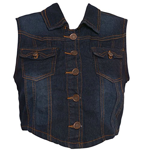 Ko-Ko-Ailis-Women-Juniors-Dark-Blue-Denim-Buttoned-Sleeveless-Vest-S-XL