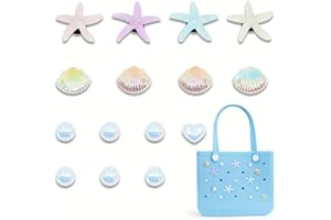 TOFBS 15 Piezas Accesorios para Bogg Bag Moda Decoración de Verano con Dije de Bolso Mano Concha de Estrella Mar Bricolaje Personalización de Su Bolso compatibles con Bogg Bag