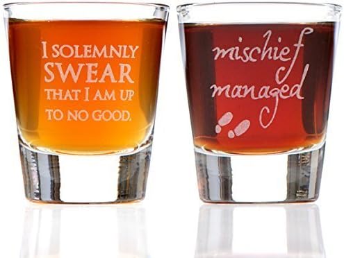 I Solemnly Swear that I am up to No Good &amp; Mischief Managed: Marauder's Map Inspired Shot Glass Set by Alder House Market