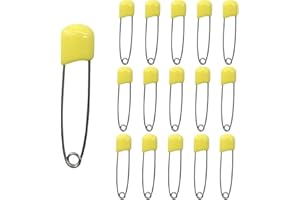 Ruidee 50 Stück 2,2 Zoll Windelnadeln Sicherheitsnadeln Kunststoff Kopf Windeln Nadeln mit Verriegeln Verschluss (Gelb)