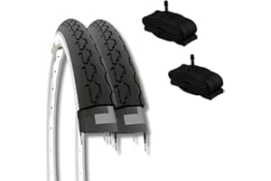 ECOVELO EBI24BXE Lot de 2 pneus 24 x 1 3/8 (37-540) + Chambres Amérique pour vélo de Ville pour Enfant/garçon