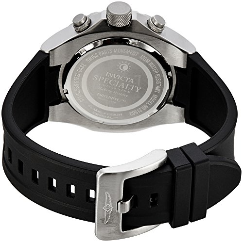 Invicta Men's Quartz Watch with Black Dial Chronograph Display and Black PU Strap 21563