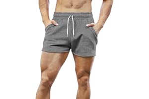 GYMAPE Hombre 3 Pulgadas Gimnasia Correr Deportiva Ejercicio Pantalones Cortos con Raw Hem