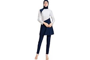 AllMonyba Plus Size Muslim Badebekleidung Frauen Strand Badeanzug Volle Deckung Naher Osten Bescheidene Burkini Sonnenschutz Badeanzug 2-teiliges Set
