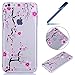 Produktbild iPhone 6 Plus Hülle, iPhone 6S Plus Hülle, SchutzHülle für Apple iPhone 6 Plus 5.5", Ysimee Relief Linderung TPU Silikon Bumper Hülle Ultradünnen Weiche Telefon-Kasten Handyhülle Transparent Backcover Soft Etui Hülle Anti Scratch Anti Staub und Stoßfest Gummi Bumper Cover Shell Haut Soft Gel Silikonhülle + 1 x Blau Stylus Pen, Pinke Blume