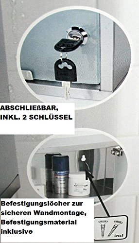 FirstAid Medizinschrank / Arzneischrank im klassischen Design, Medikamentenschrank aus rostfreiem Edelstahl, Maße: 30 x 30 x12 cm - 4