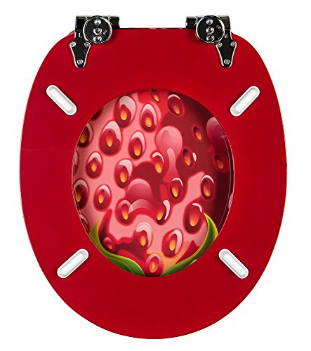 WC Sitz mit Absenkautomatik, hochwertige Oberfläche, einfache Montage, stabile Scharniere, Strawberry - 6