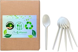 LIFE PLANET® 2000 Cucchiaini Usa e getta in cPLA, Biodegradabili e Compostabili, Cucchiaini caffè, Torte, Gelato, Stoviglie Monouso 100% Naturali