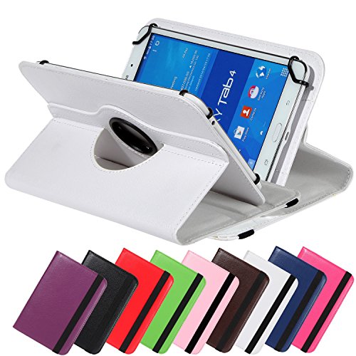 Universal Rotation Tasche für Tablet Modelle in 7, 8 oder 10 Zoll Größe Case Schutz Hülle Cover (10 Zoll, Weiß)