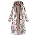 Produktbild Berimaterry Damen Warm Pullover Fleecemantel Vintage Winterjacke Gefüttert Plüschjacke Jacke Parka Wintermantel Outwear Warm Outwear Blumendruck Mit Kapuze Taschen Vintage Oversize Mäntel