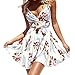 Produktbild Yanhoo Damenmode Sommer Sale Cocktailkleid Frauen Sommer Sleeveless Druck V-Ausschnitt Reizvolles Chiffon Partei Kleid Tunika Minikleid Skaterkleid Jerseykleid (M, Weiß)