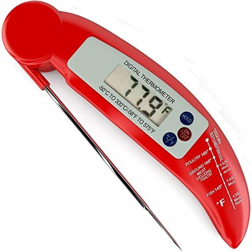 Ticent Digital Instant Read Thermometer with Internal Probe (Red)