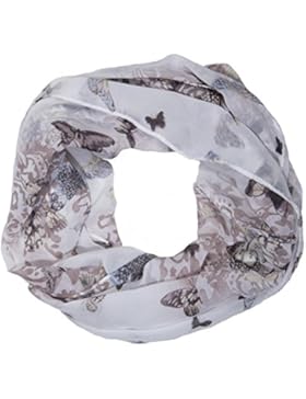 ManuMar Loop-Schal für Damen | feines Hals-Tuch mit Schmetterling-Motiv als perfektes Sommer-Accessoire | Schlauch-Schal...