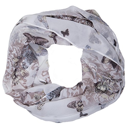 MANUMAR Loop scarf for women neck scarf in different colours with butterfly motive as perfect autumn winter accessory tube scarf scarf for women round scarf