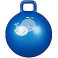 JUZR Rubber Hopper Ball Hop Hopping 65 Cm, Inflatable Bouncer Hoppity Hop Jumping Ball Children Yoga Outdoor Game Hopper Jump N Bounce Retro Ball Handle Ride-On Toy-Bouncy Kids (Blue)