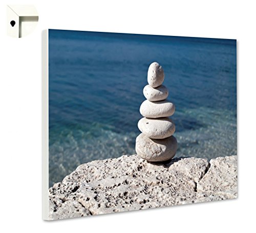 Magnettafel Pinnwand Memoboard mit Motiv Natur Meditation Steinbalance Größe 80 x 60 cm