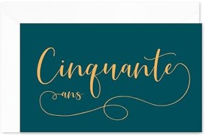 popcarte 16 Cartes Invitation Anniversaire 50 ans 16 Enveloppes Blanches • Format Carte Postale 10x15 • Verso vierge pour écrire • Cinquante Ans Vert