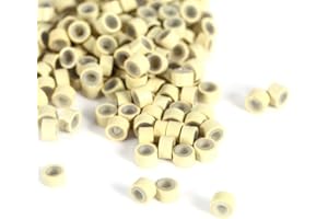 ‎FILFEEL Pierścień do przedłużania włosów, 4 mm silikonowe pierścienie do przedłużania włosów Pierścienie do przedłużania włosów Koraliki Pętle Narzędzia (200 szt. - beżowe)