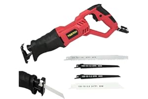 TEETOK Powerful Tool 710W Reciprocating Saw 240V with Rotary Handle+/-180° Rotary Hand Held Reciprocating Electric Sabre Saw Variable Speed, Tool-Free Blade Change for Cut Wood, Plastic and Soft Metal