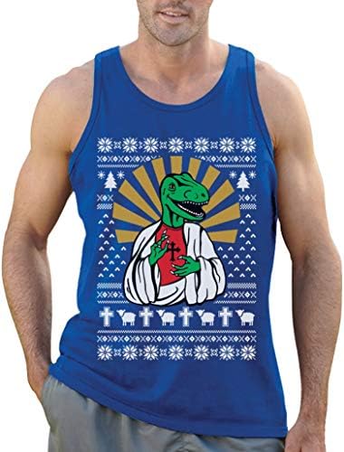 Dinosaur Raptor LOL Jesus T-rex Meme Ugly Christmas Men's Tank Top