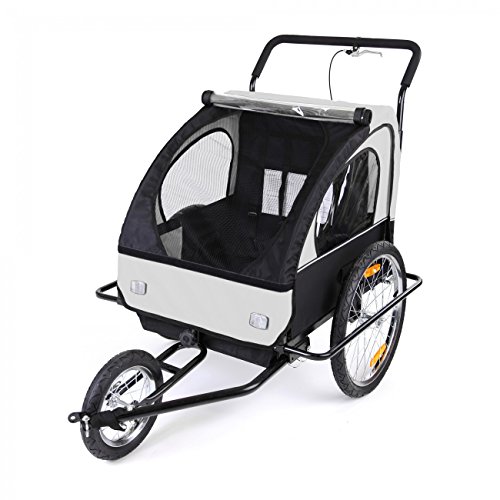 SAMAX Fahrradanhänger Jogger 2in1 Kinderanhänger Kinderfahrradanhänger Transportwagen vollgefederte Hinterachse für 2 Kinder - 4