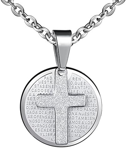 Feilok Men Women Classic Cross on Coins Stainless Steel Pendant Necklace