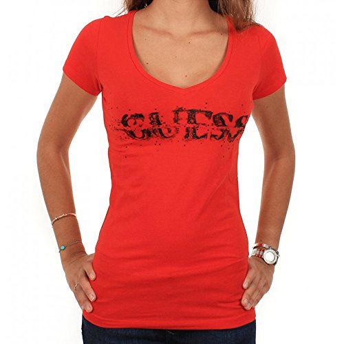 Guess Damen T-Shirt, Logo Rot rot Small Gr. Medium, rot