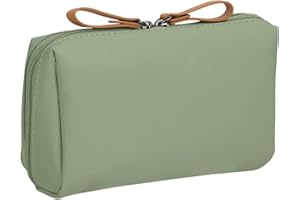 XoeLLe Kosmetiktasche Damen Reise, Kleine Make up Taschen mit Trennwand Tasche, Leichte Tasche Reise Schminktasche, MakeUp Kulturbeutel mit Doppeltem Reißverschluss, Kleiner Kosmetiktasche(Grün)