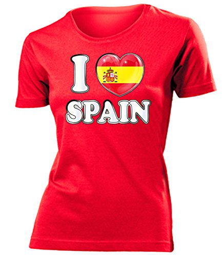 love-all-my-shirts Spanien Fanshirt I Love Spain 5007 Damen T-Shirt (F-R) Gr. M
