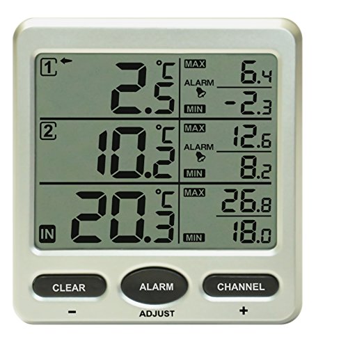 Funk Thermometer Froggit FT0075 mit 2 AussensensorenLCD Display Min/max Kabelsonde Kühschrank - 2