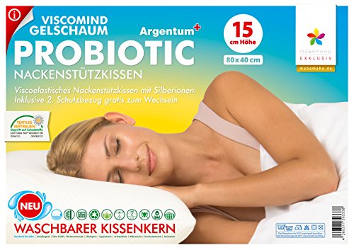 Probiotic Argentum+ 80x40cm 15cm Hoch – Orthopädisches Nackenstützkissen, aus viscoelastischem Gelschaum, mit Silberionen, inkl. 2. äußeren Schutzbezug - 5