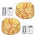 Produktbild LED-Lichterkette String Kupferdraht Lichter- 100 LEDs 33ft 8 Modi Remote & Timer Batterie betrieben für Weihnachten, Party, Festival dekorative wasserdichte Outdoor & Indoor Lichterkette (Warmweiß)