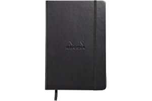 RHODIA 118769C - Carnet Rigide Webnotebook noir - A5 14 x 21 cm - Pointillés Dot - 192 p - Papier Clairefontaine Ivoire 90 g/m² - Marque-Page, Fermeture Élastique - Simili Cuir - Collection Rhodiarama