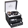 TOPZILLY Premium Mens Gift Set: Watch, Bracelet, Keychain, Leather Wallet & Belt - Birthday Gifts for Him, Christmas Gifts for Men, Mens Wallets, Gift Ideas, Hampers for Men