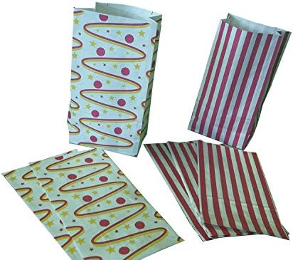 100 x Candy Stripe Pink and White Block Bottom Sweet Bags. (4.5