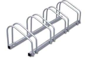 Tubiaz Supporto per Bicicletta per 4 biciclette, Montaggio a pavimento o a parete, adatto per biciclette da 35-55 cm, con Materiale di Montaggio Incluso, Salvaspazio, Argento