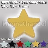 magnet sternmotor 38 x 38 x 6 mm 20 Stern Magnete - Pinnwandmagnete Sterne Ferrit - gelb