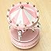 KINGSO Wooden Merry-Go-Round Horse Music Box Roundabout Carousel Music Box Christmas Birthday Gift Pink