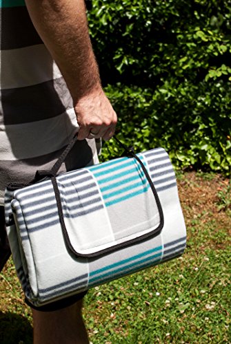 XXL Picknickdecke in trendigem Design mit Tragegriff UND TRAGEGURT 200 x 200 cm, wasserabweisend und schmutzabweisend - 8
