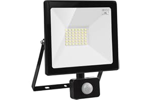 ‎MACLEAN Maclean Naświetlacz LED z czujnikiem ruchu PIR IP44 Montaż na Zewnątrz Energooszczędne diody LED Cienka Obudowa (Neutralny biały (4000K), 30W)