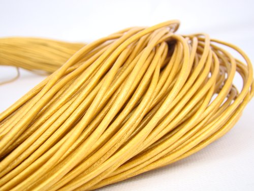 Lederband, Lederschnur, Lederriemen 5 m. Rund 2,0 mm. Gold