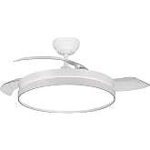 NARVI - Ceiling Fan NANTES &Oslash; 50 cm | Remote Control | 3 Transparent Blades | Adjustable LED Lighting 60W | Efficient DC Motor