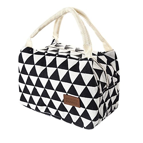 Clearance!! Quistal Adult Lunch Box Thermal Insulated Canvas Stripe Lunch Bag Large Cooler Tote Bag for Men, Women, Kid (X-18)